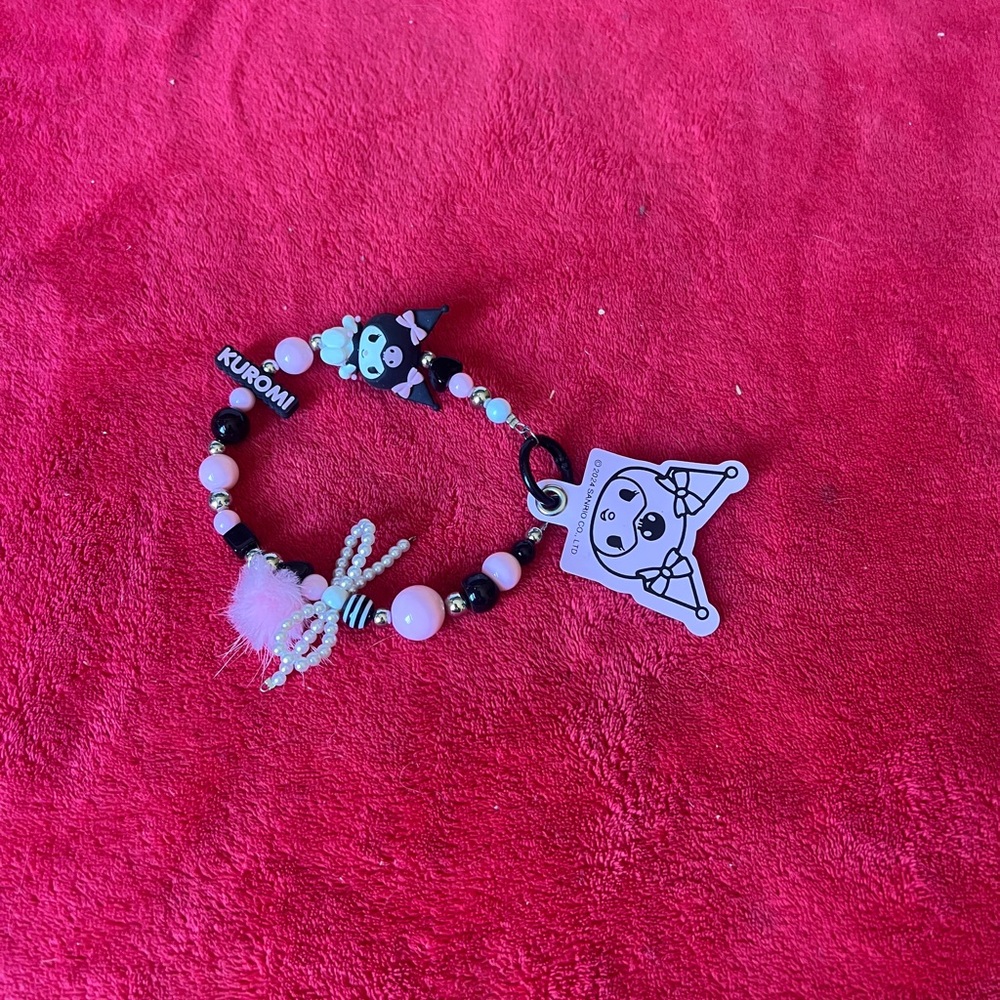 Phone charm- Black and Pink